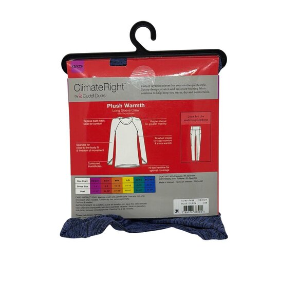 NWT Cuddl Duds ClimateRight XS Women Plush Warmth LS Crew Navy Winter Base Layer - Picture 3 of 3